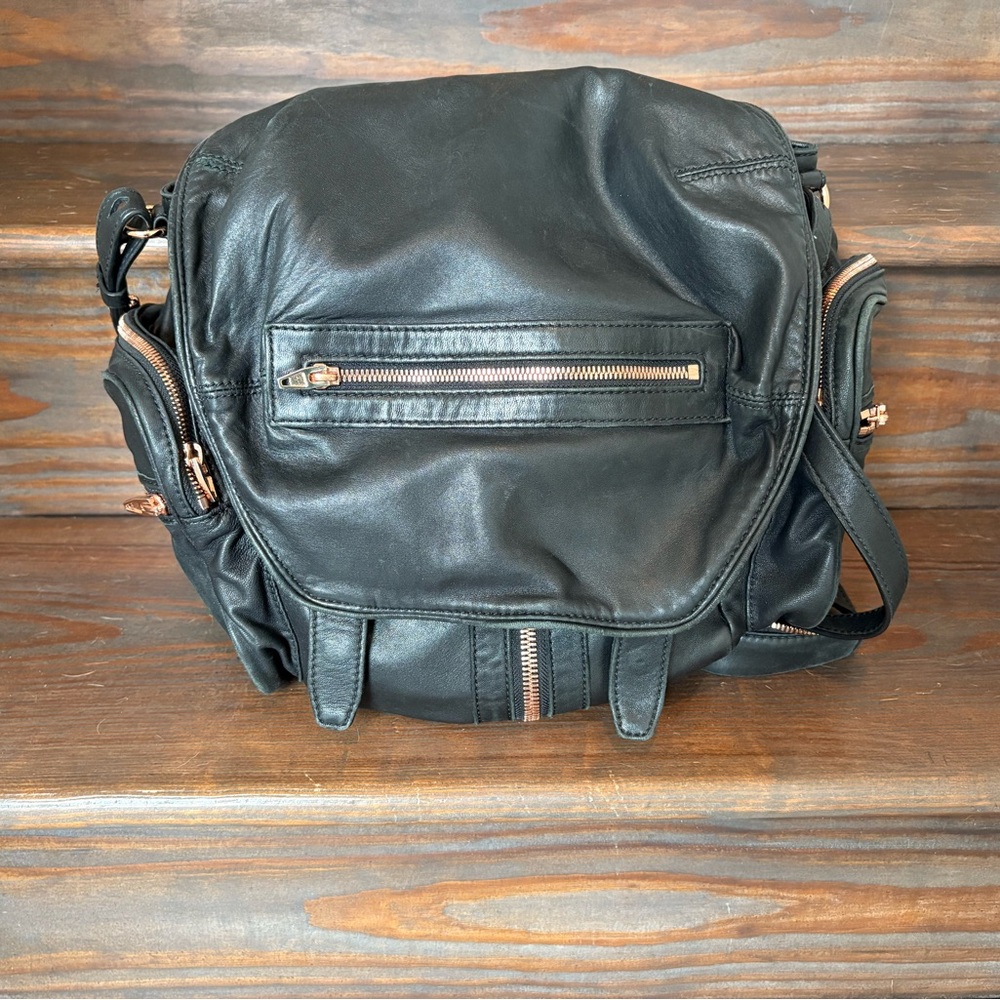 Alexander Wang Black Backpack with Rose Gold Accents